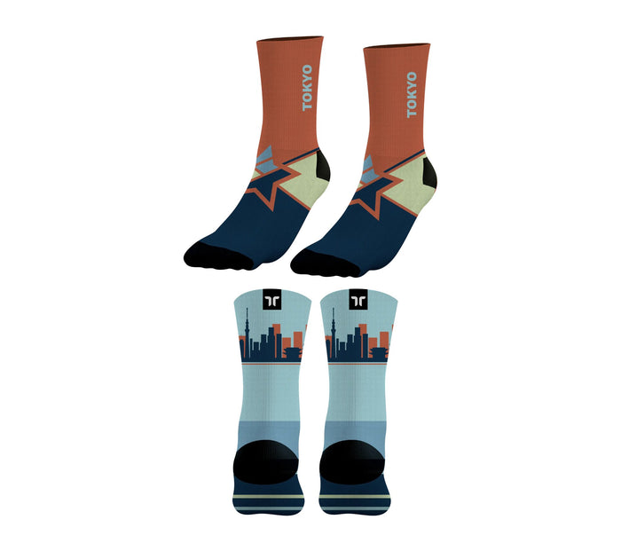 Tokyo marathon compression socks by THERSIPO — running socks for runners